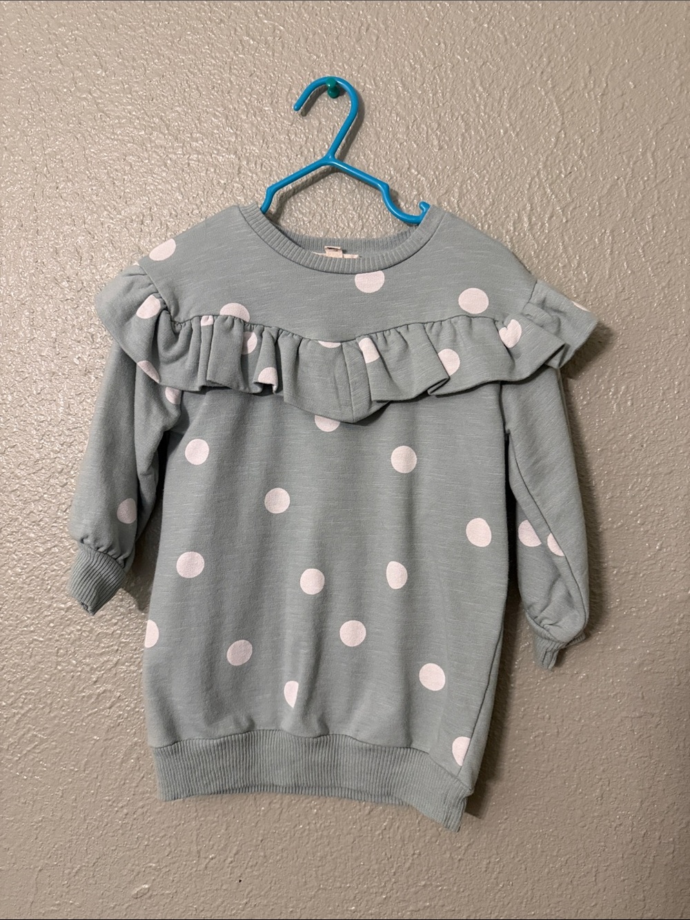 Jessica Simpson Sage Green Polka Dot Ruffle Sweatshirt